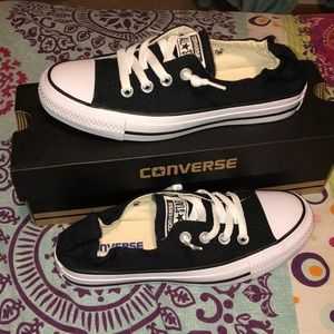 Black all star shoreline converse slip on sneakers